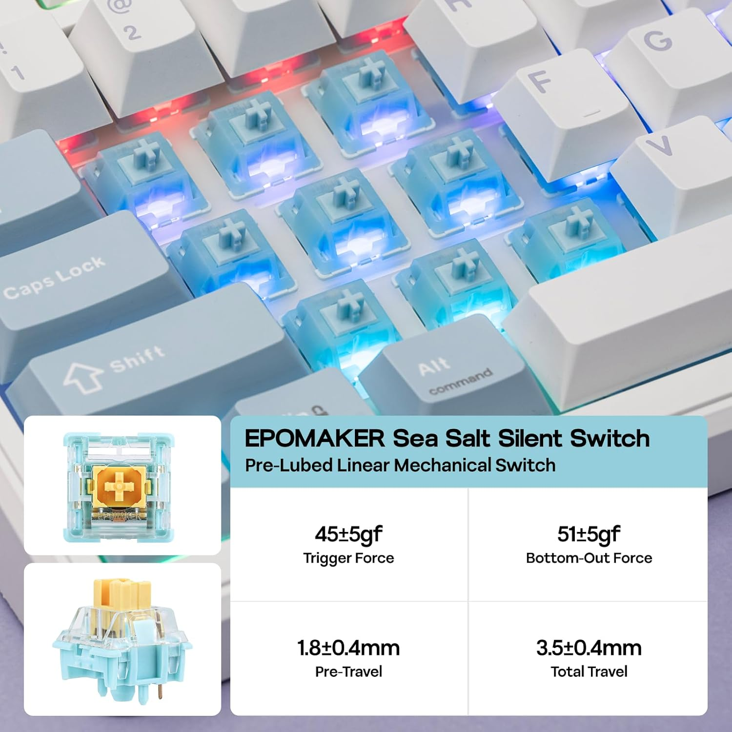 EPOMAKER TH99 PRO 96% Mechanical Keyboard with Screen & Knob, 10000Mah, 2.4Ghz/Bt, Hot Swap, Custom Driver, RGB Backlight, PBT Keycap, Wireless Gaming Keyboard for Pc/Mac (Blue&White, Sea Salt Silent) image number 1