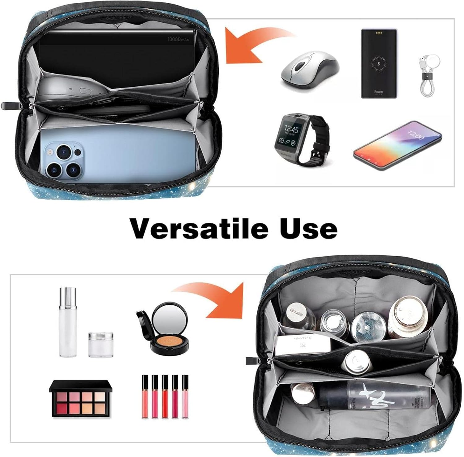 Electronic Organizer Small Travel Cable Organizer Bag for Hard Drives, Cables, USB, SD Card, Christmas Cartoon Winter Night Woods