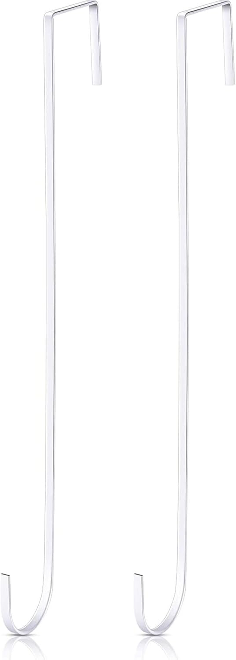 Hotop 15 Inch Wreath Hanger Hooks over Door Metal Practical Clothes Towel Hanger Hooks for Christmas Front Door Decorations(White,2 Pieces)