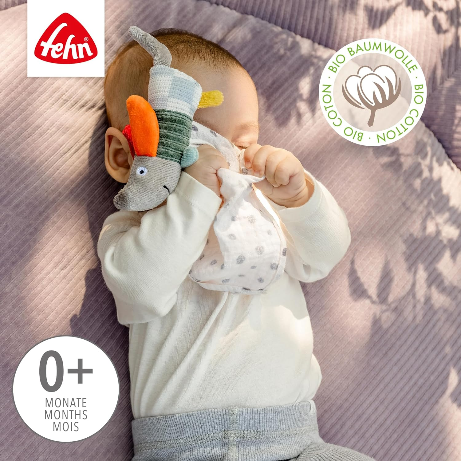 Fehn Mini Comforter Dog Natural - Mini Playmate & Stuffed Toy Cuddly Blanket with Organic Cotton from Organic Controlled Cultivation (KBA) - for Babies & Toddlers from 0+ Months image number 3