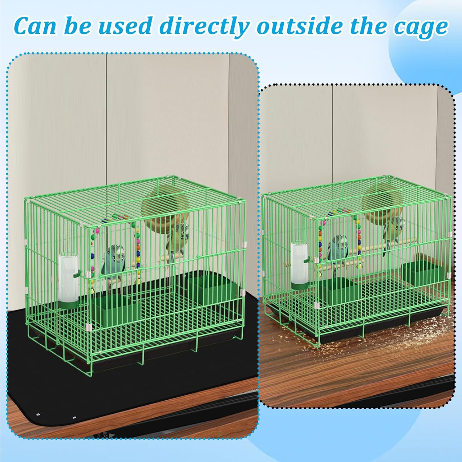 Waterproof Bird Cage Mat 39 X 39 Inch Easy Clean and Convenient Use under Pet Cage Mat for Protect Floors（Black） image number 3
