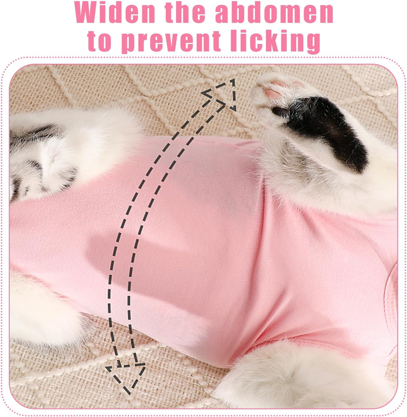 1 PCS Cat Recovery Suit Post Surgery, Kitten Recovery Suits after Spay, Pet Surgical Spay Shirt, anti Licking Pajama Suit after Spay, for Abdominal Wounds or Skin Diseases-Pink (L) image number 5