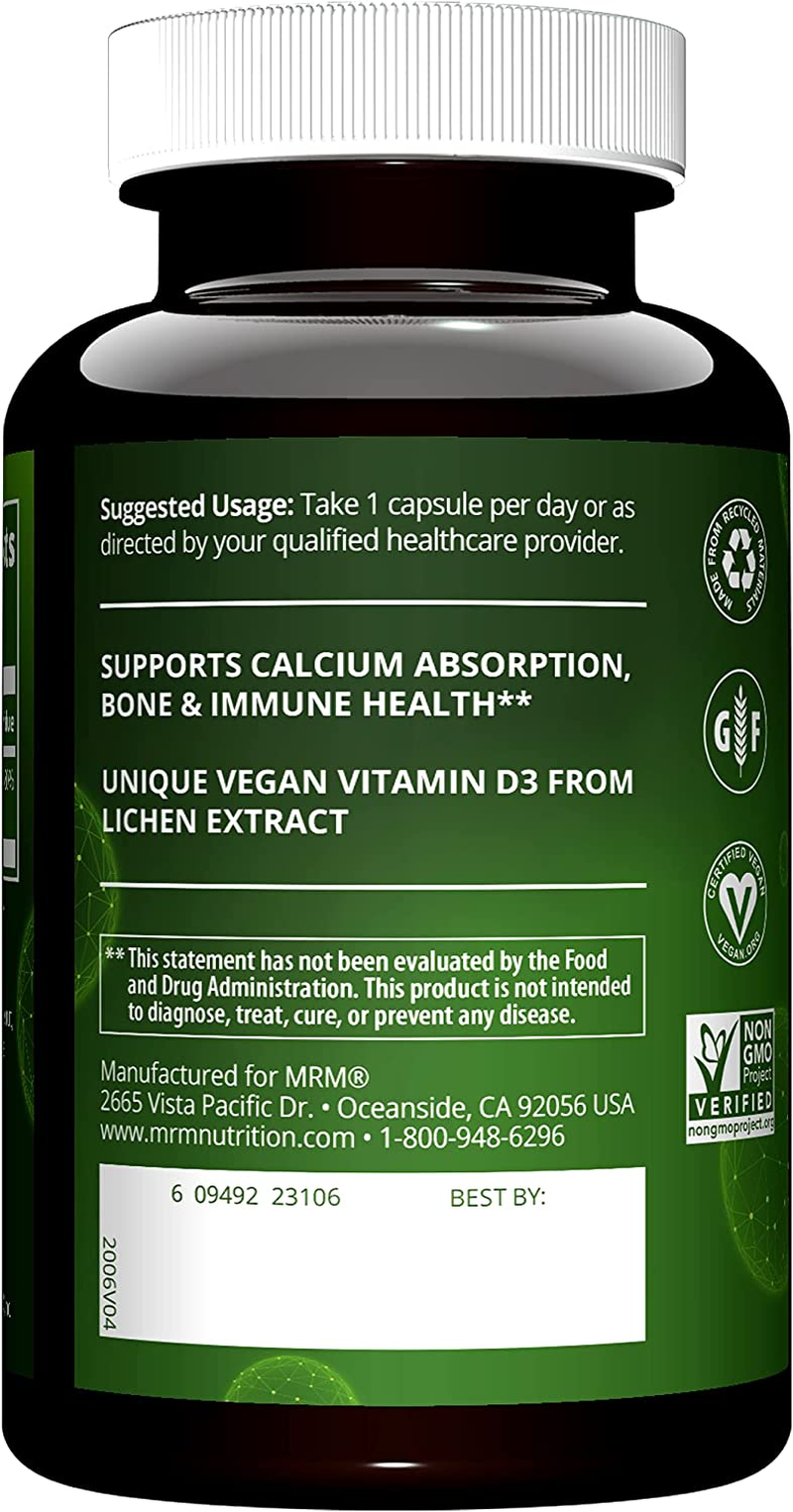 MRM - Vegan Vitamin D3 for Calcium Absorption & Bone Health 5000 IU - 60 Vegetarian Capsules image number 2