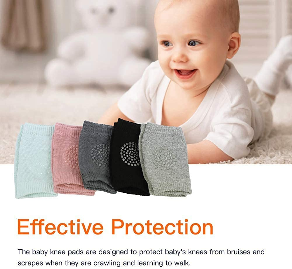 5 Pairs Baby Knee Pads for Crawling Toddlers Crawling Socks Adjustable Anti-Slip Elbow Leg Warmers for Boys and Girls image number 5