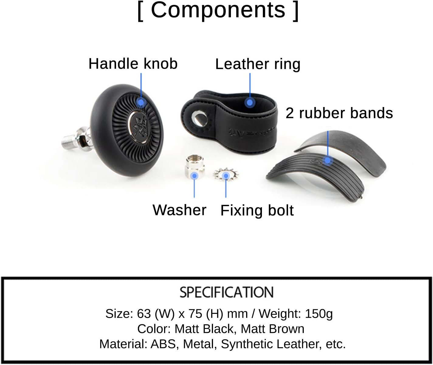 Blacksuit Car Steering Wheel One-Touch Foldable Knob Leather Power Handle Spinner Suicide Accessory Knob for Car Vehicle Truck image number 4