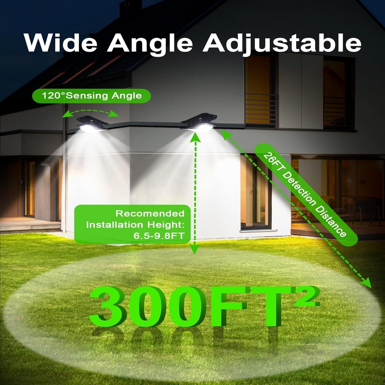 90 Leds Clip-On Solar Motion Sensor Lights Outdoor &ndash; 2 Packs Solar Sensor Security Lights for Fence, Patio, Gutter, Chain Link &ndash; 3 Lighting Modes image number 2