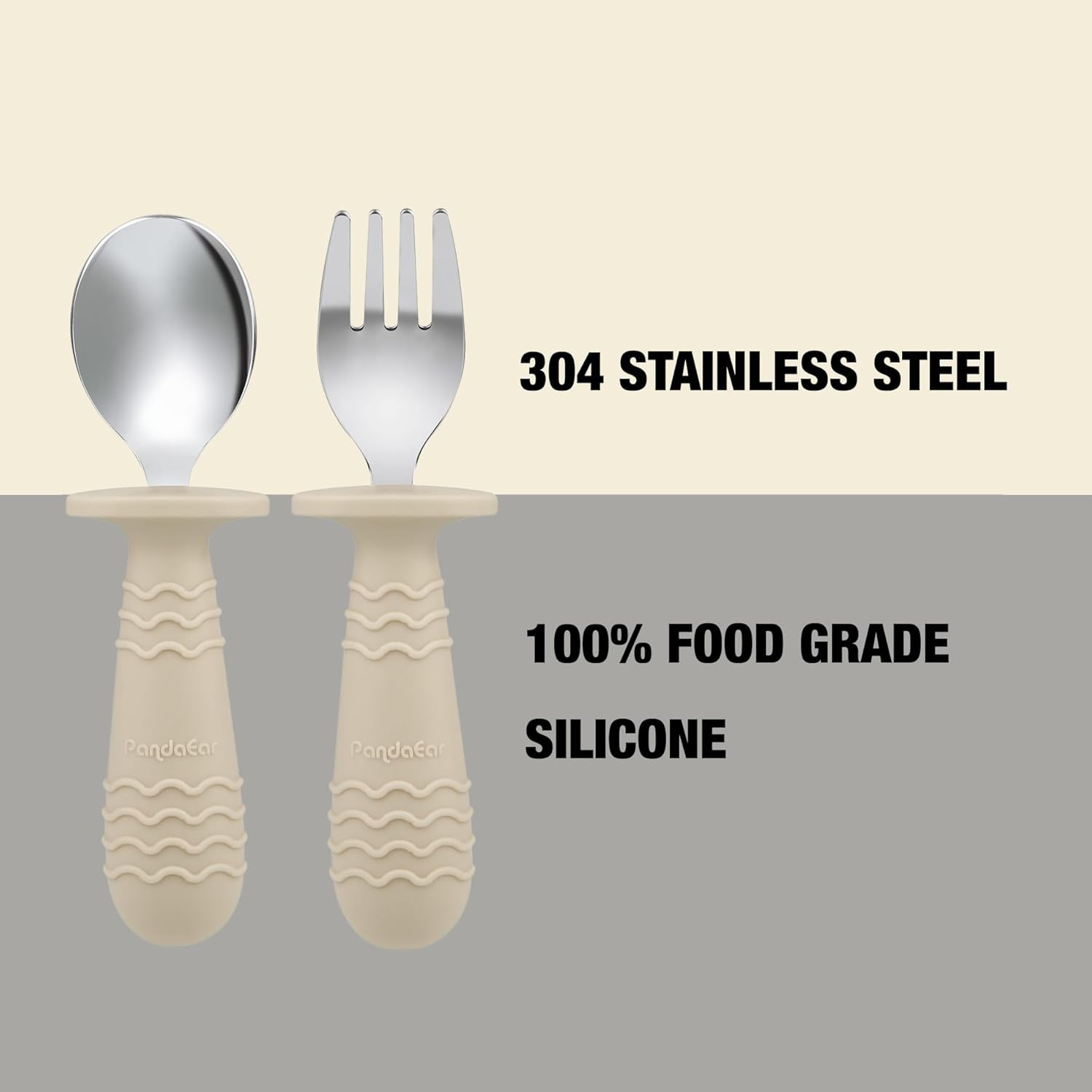 Pandaear 2 Pack Stainless Steel Baby Suction Plates & 2 Pack Spoons and Forks Set, Toddler Utensils Baby Feeding Set, Divided Plates for Baby Led Weaning Supplies, Bpa-Free image number 2