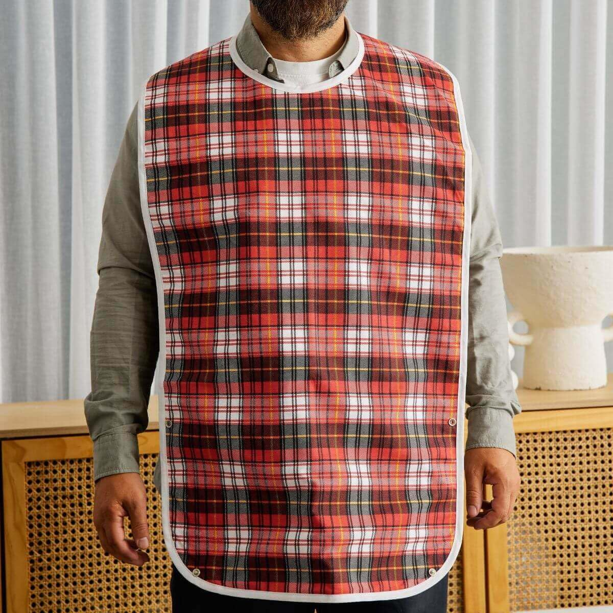 Invizi Waterproof Adult Bibs &ndash; 3 Pack of Reusable Clothing Protectors with Spill Tray, Adjustable Neck, Waterproof Backing & Machine Washable, 90X45Cm image number 5