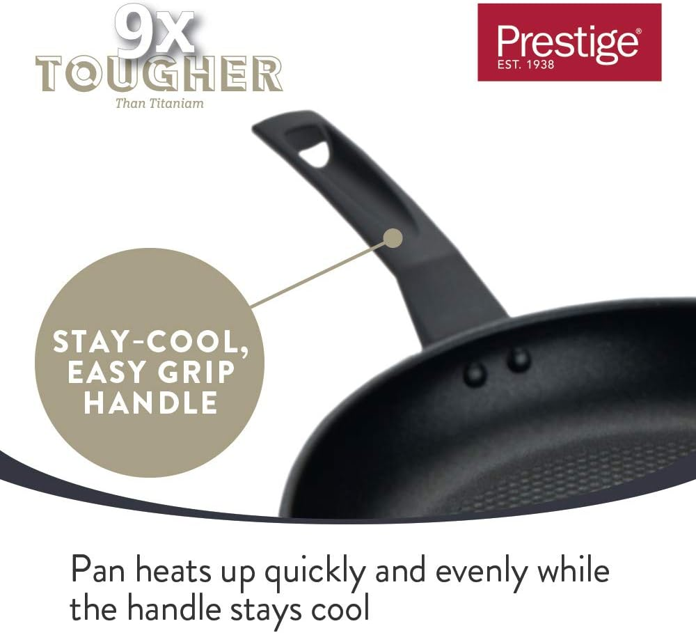 Prestige - 9X Tougher - Frying Pan Non-Stick - Durable Cookware - Superior Dimpled Non-Stick - Induction Suitable - Dishwasher and Oven Safe - 21/29 Cm image number 2