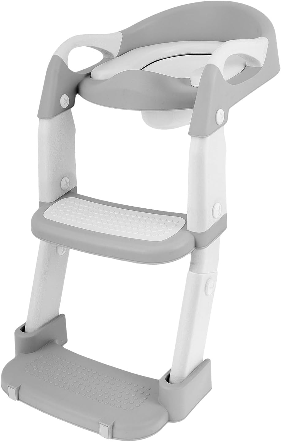 Potty Training Seat with Step Stool Ladder, Height Adjustable Potty Training Toilet with Nonslip Pad Foldable Toddler Toilet Seat for Toddler Kid Boy Girl (Grey)