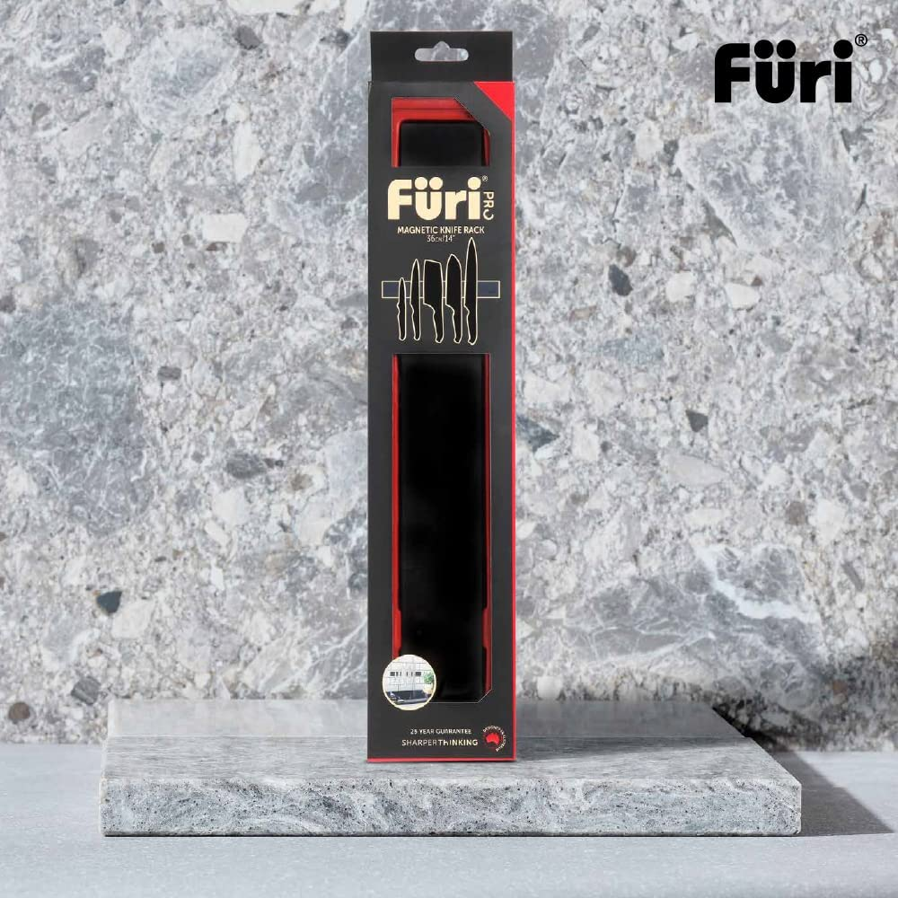 Furi Pro Magnetic Wall Knife Rack 36Cm (14In) &ndash; Strong Magnetic Knife Holder with Soft Black Silicone Coating, Easy Wall Mount for Tile, Brick or Wood image number 3