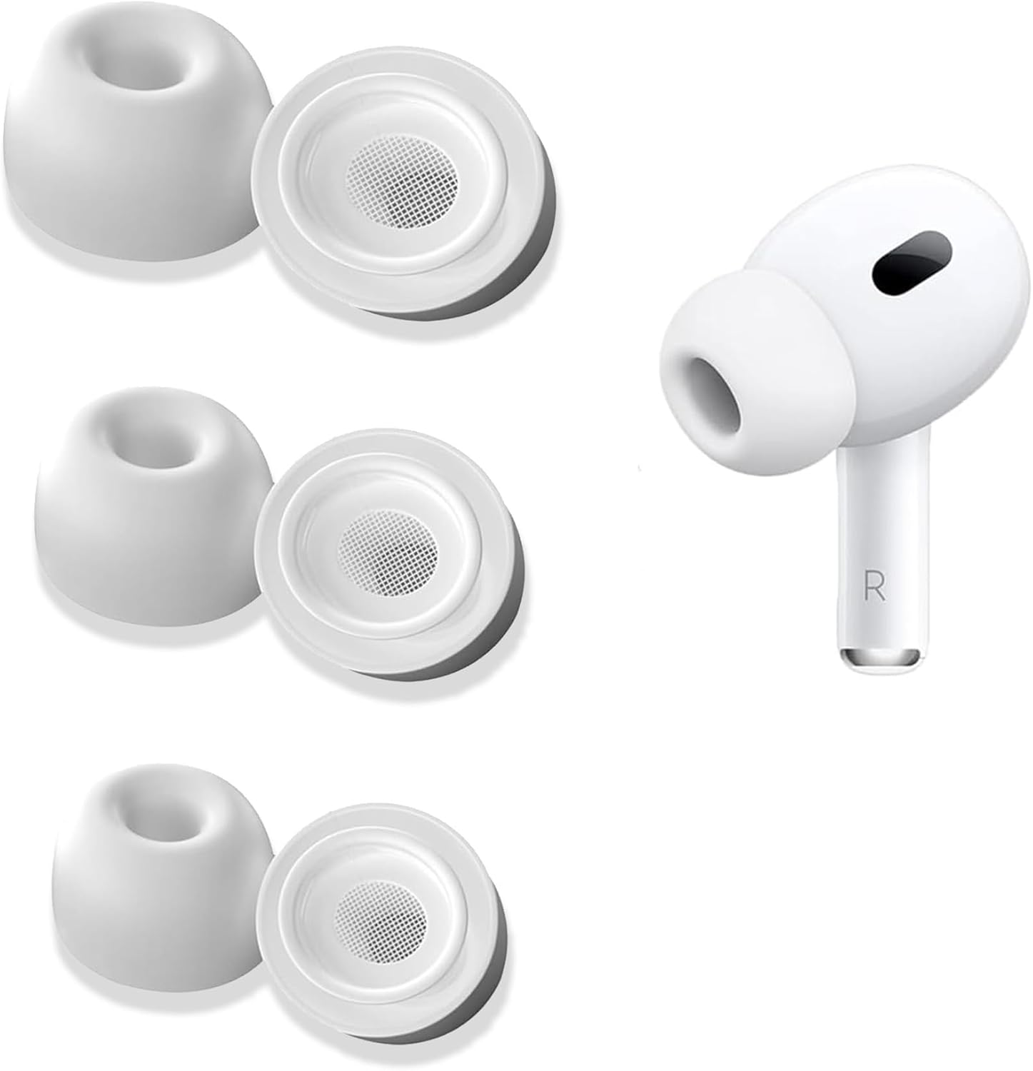 Umvowuxa 3 Pairs Replacement Ear Tips for Airpods Pro and Airpods Pro 2Nd Generation Earphones with Noise Reduction Hole, Soft Silicone Replacement Ear Tips Fit in the Charging Case (S/M/L)