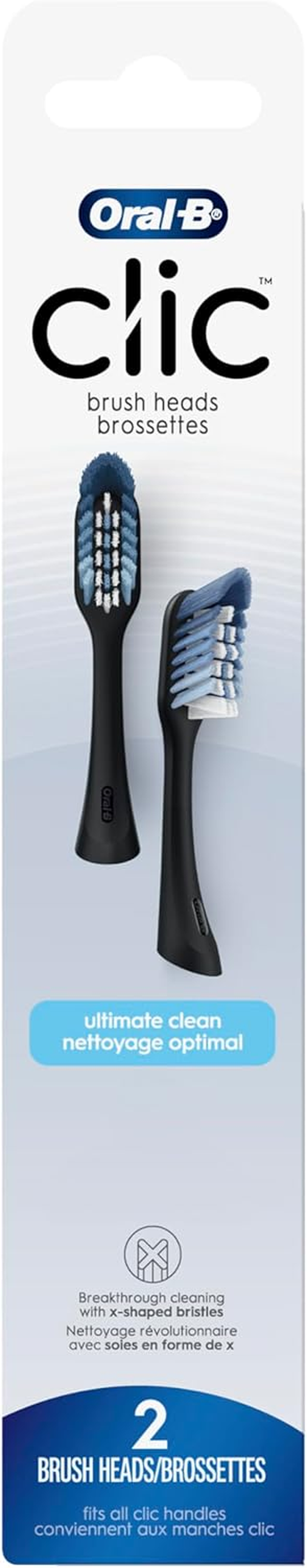 Oral-B Clic Toothbrush Ultimate Clean Replacement Brush Heads, White, 2 Count