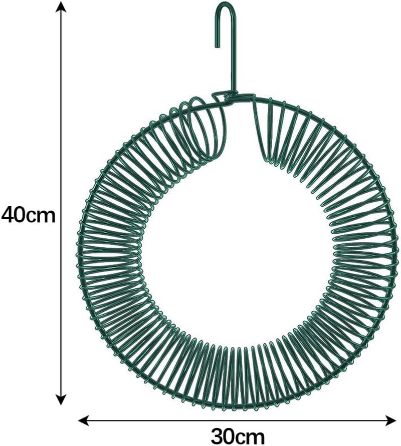2 Pcs Wreath Feeder, Peanut Garland Birdcage, Hanging Feeder, Round, Steel, Whole Wild Bird Feeder with Hanging Hook, for Outdoor Birds and Squirrels Feeding Rust & Waterproof (Green) image number 4