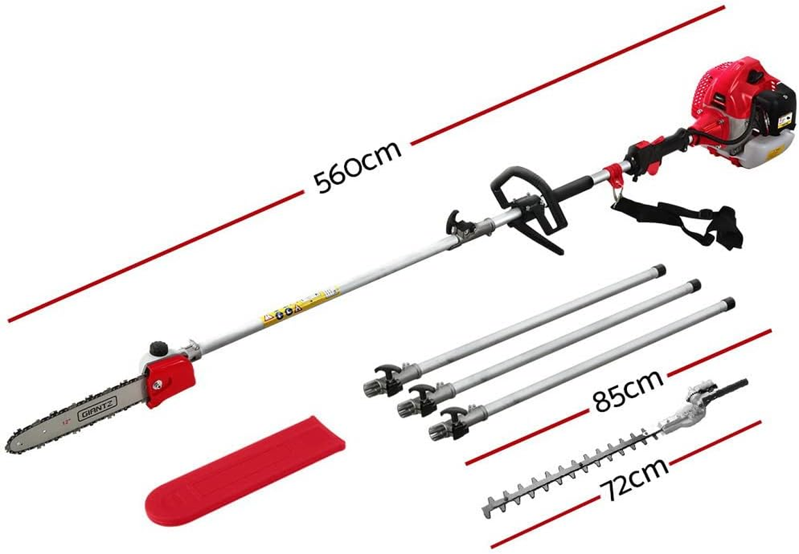 Giantz Pole Saw, 65Cc Hedge Trimmer Brush Cutter Poles Tree Pruner Chainsaw Cordless Petrol Hand Power Chainsaws Home Garden Farm Whipper Snipper Tool Saws, with Extra Chains Spark Plug 12" Bar 2 In1 image number 6