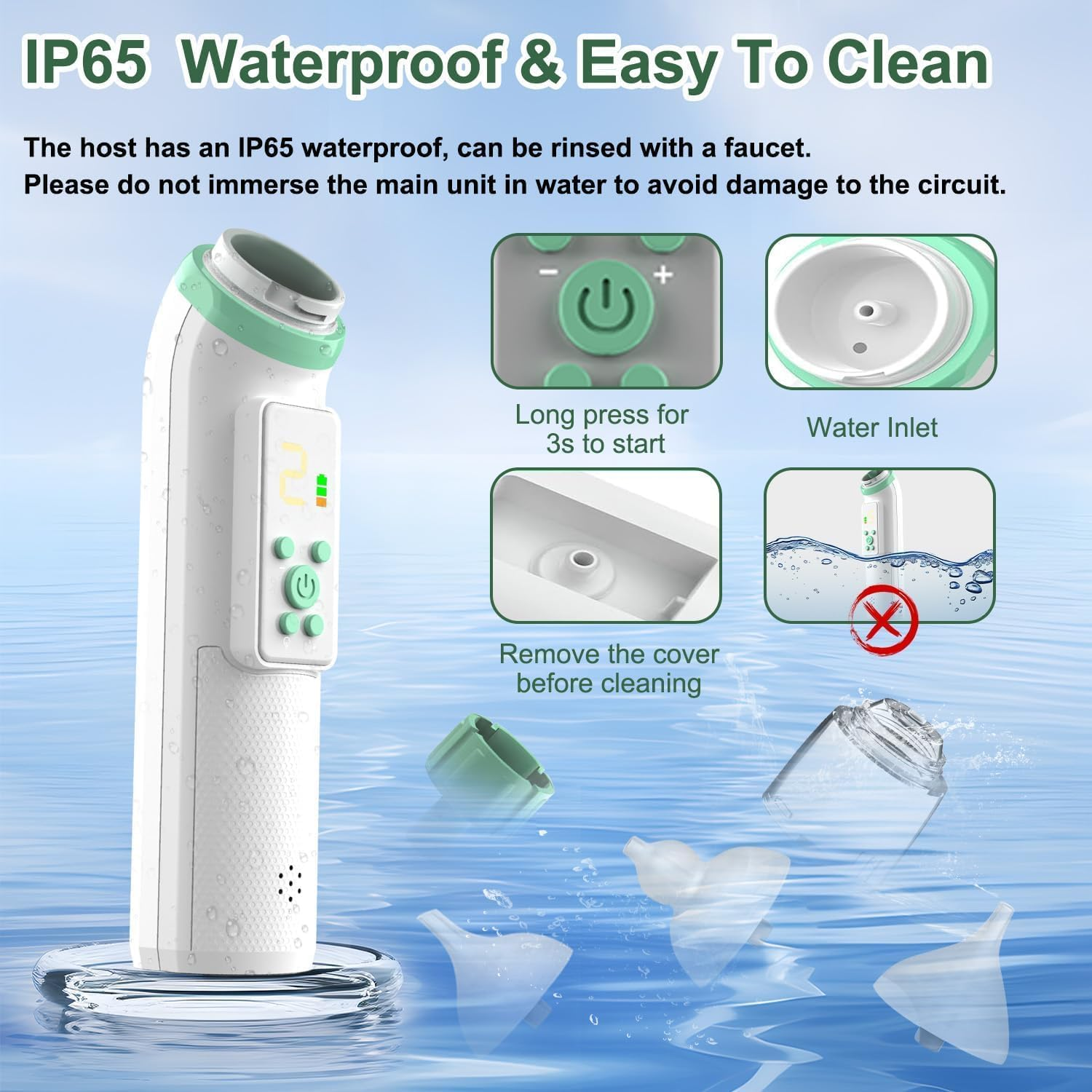 Baby Electric Nasal Aspirator，Nose Aspirator for Toddler with Adjustable 5 Levels Suction, Baby Nose Sucker, IP65 Waterproof Automatic Nasal Cleaner with 3 Silicone Tips, Music & Lights image number 6