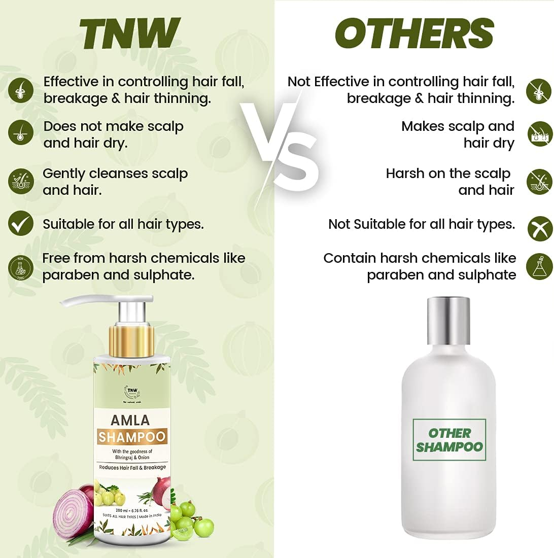 Tnw-The Natural Wash Amla Shampoo for Hair Growth & Controlling Hair Fall with the Goodness of Amla,Bhringraj, Onion, Black Seed| No Paraben & No Sulphate| Amla Shampoo for Men and Women (200 Ml) image number 3