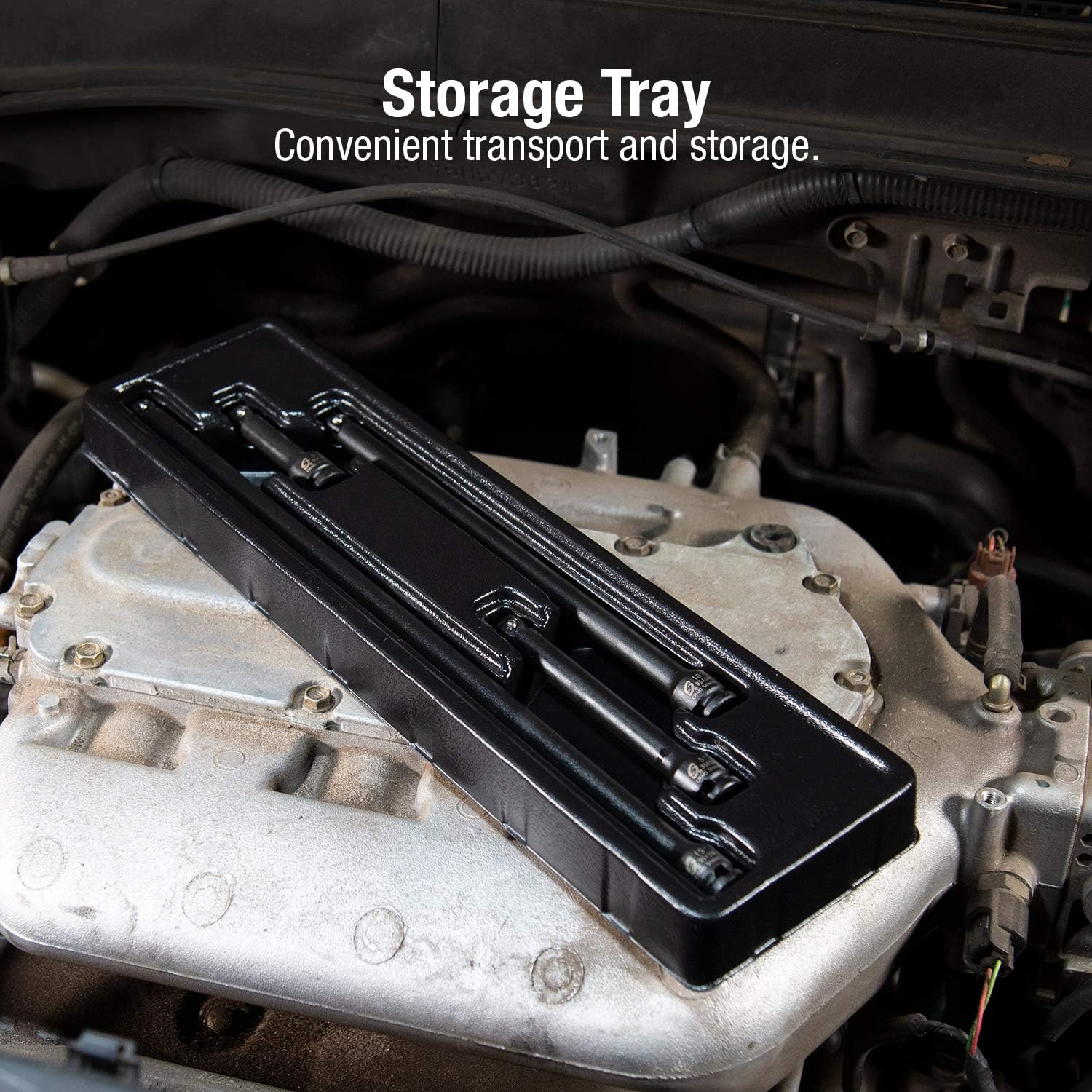 Sunex 3504 3/8-Inch Wobble Drive Extension Impact Socket Set SAE 6-Point Cr-Mo 3-Inch - 15-Inch 4-Piece image number 4