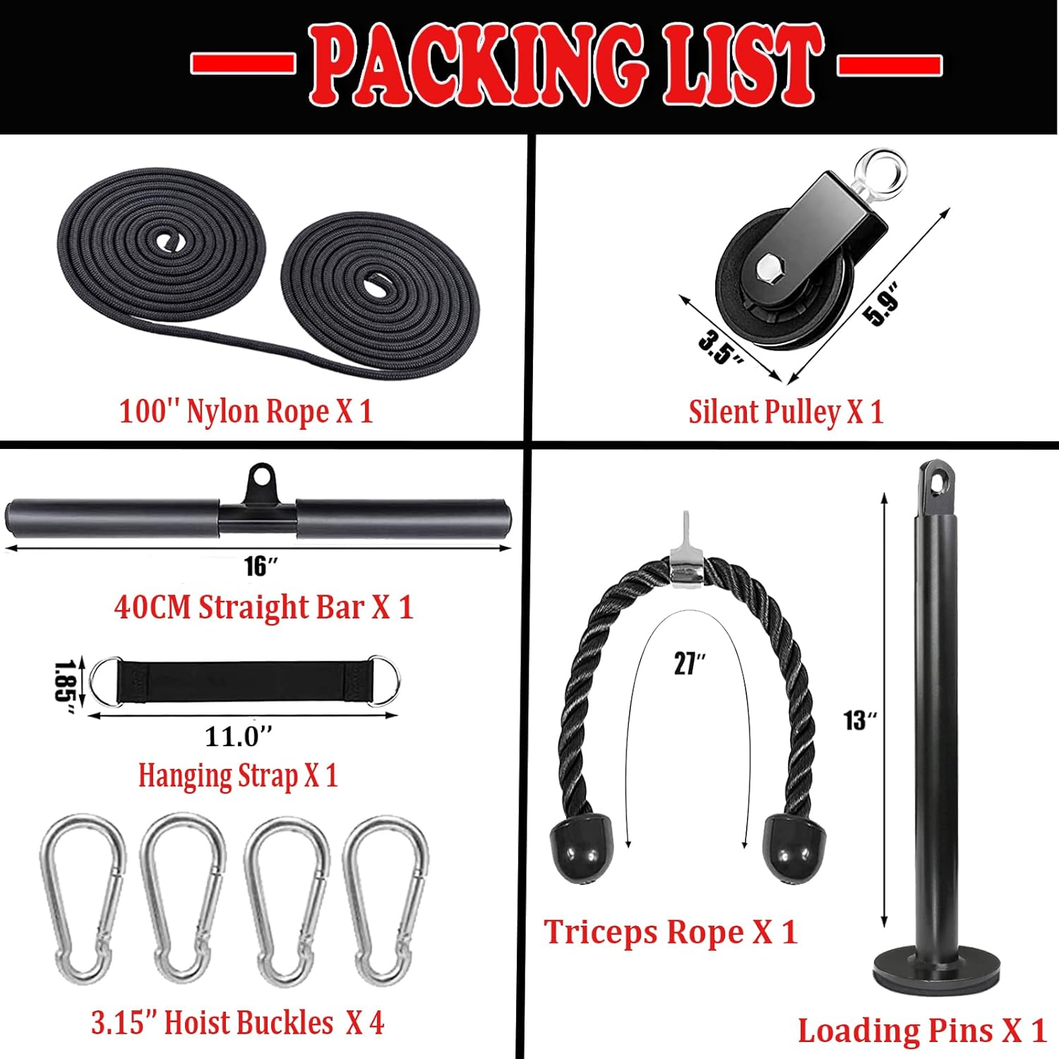 Taeku Pulley System for Exercise, LAT Fitness Pulley Machine Attachments Pro Weight Lift Strength Training Equipment for Gym Home image number 1