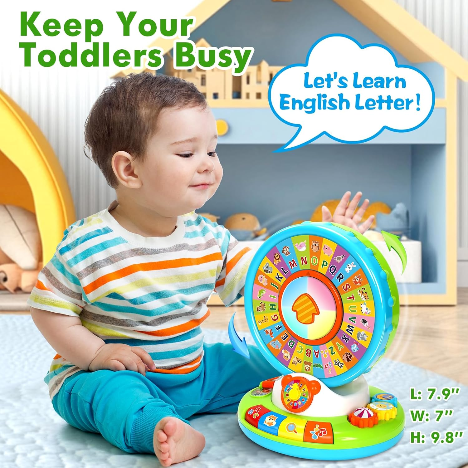Toys for 1 2 3 Year Old Boy Girl, Musical Spin and Sing Alphabet Zoo, Learning Toys for Toddlers 1-3, Educational Interactive Toys, Christmas Birthday Baby Boys Girls Age 6-9-12-18 Months image number 3