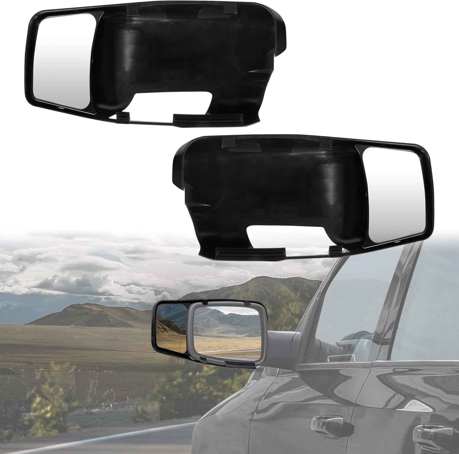 KEWISAUTO Clip on Mirror Extension for Ram 1500, Snap & Zap Towing Side Mirror Extensions Towing Clip on Exterior Rearview Mirror Extend Cover for 2009-2017 Dodge Ram 1500 2500 3500 Accessories image number 3