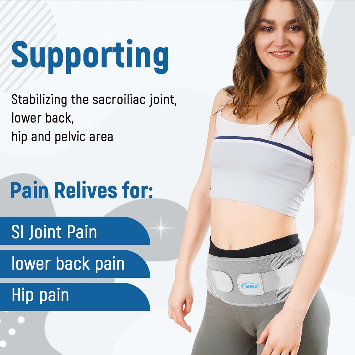 Back,Pelvic and Sacral Nerve Pain Relief,Hip Stabilizer Brace for Si Joint Dysfunction Trochanteric (Gray, Large) image number 3