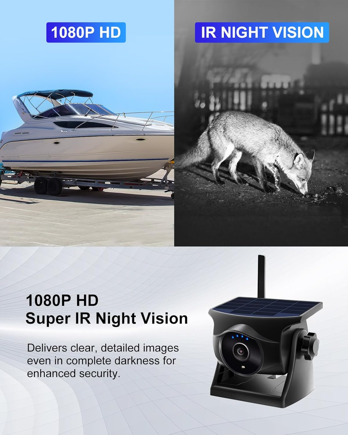 Magnetic Solar Wireless Reverse Camera: AI Pedestrian & Vehicle Detection, 1-Min Install, No Wiring/Drilling,Gesture Control,Rechargeable Battery, Night Vision, 5" 1080P Monitor for RV, Trailer, Truck image number 1