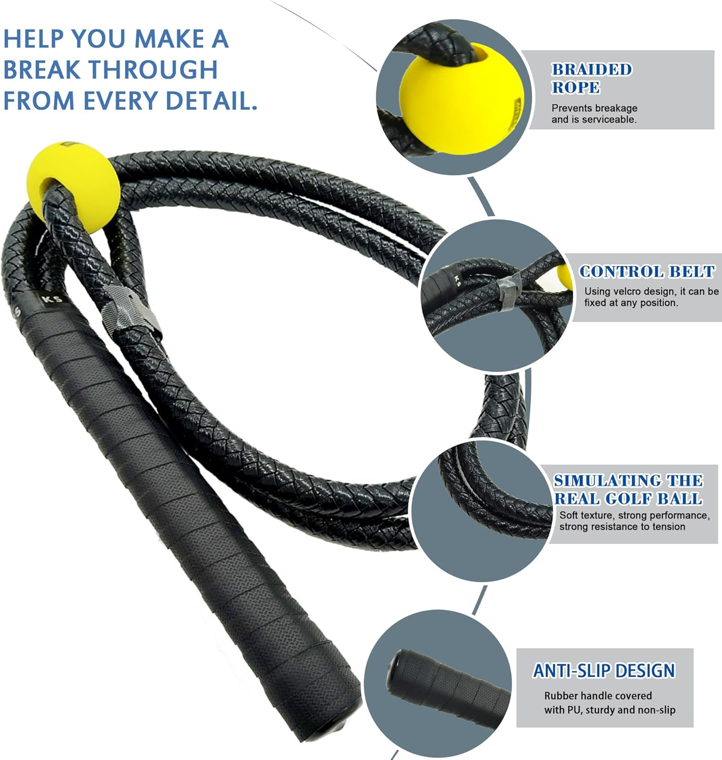 Golf Swing Training Aid, Golf Swing Practice Rope, Rope Trainer Equipment Improve Swing Speed Lagging Rhythm, Golf Warm-Up Exercise for Strength and Training Arm for Golf Beginner