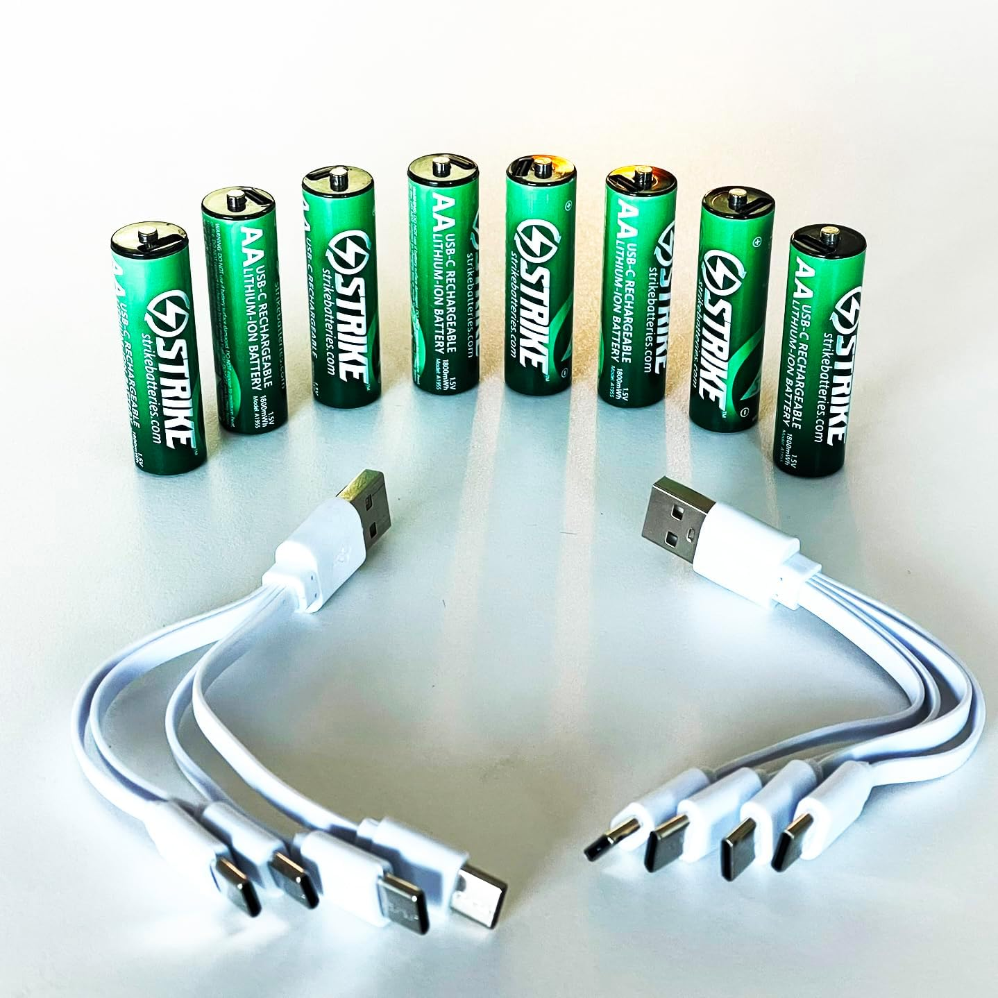 AA Classic Battery Lithium Ion 4 Pack Smart LED 1.5V 1800Mwh USB-C Rechargeable with Charging Cable, No Charging Box Needed!