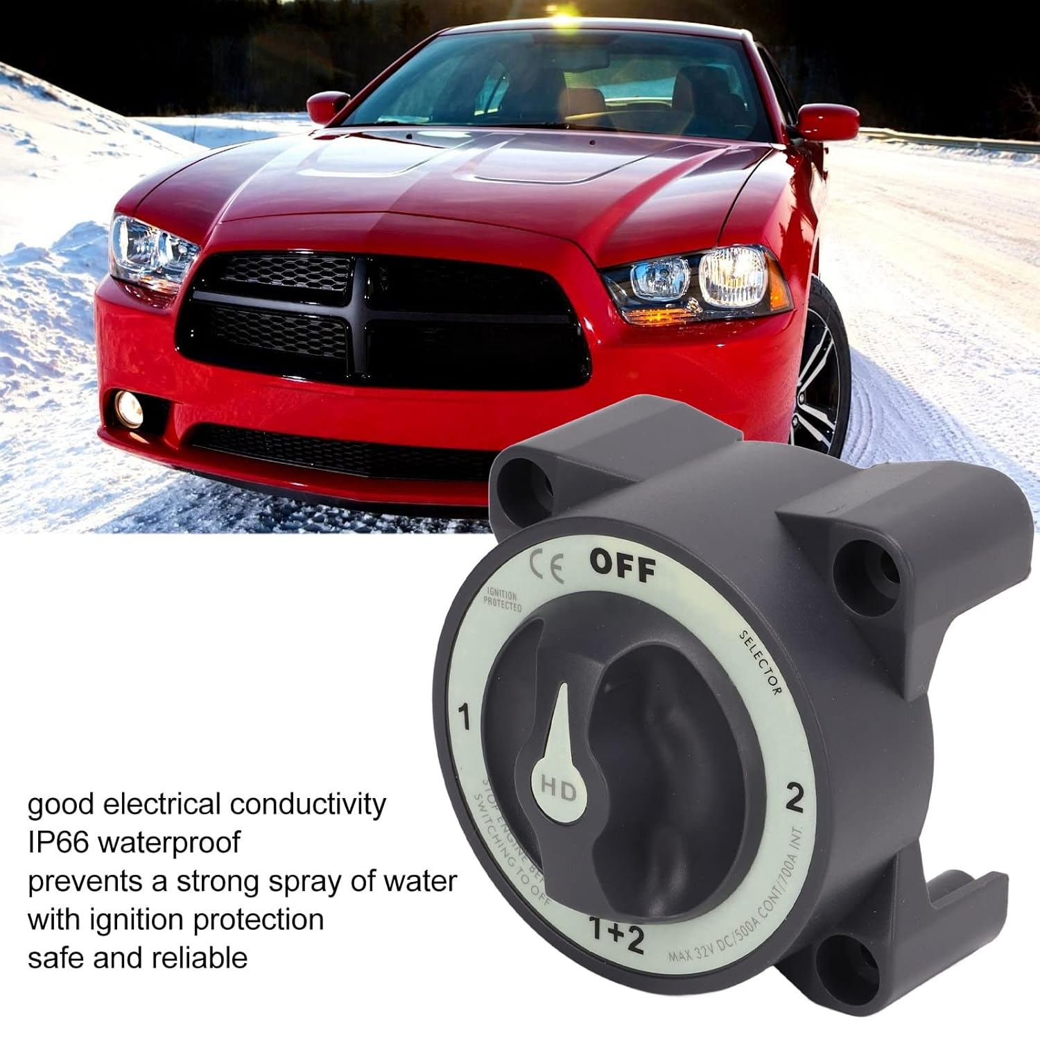 Gernie 4 Position Battery Power Cut Master Switch Disconnect Isolator 500A Marine Battery Cut off Switch, Black or Gray image number 2