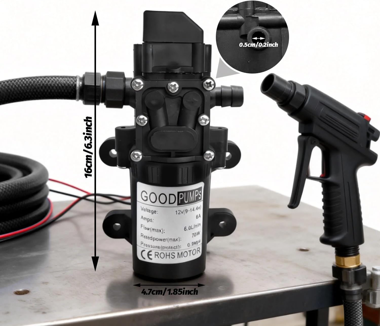 Yotsuba 12V Water Pump 6L/Min 70W 130PSI Pressure Self-Priming Caravan Camping Boat image number 1