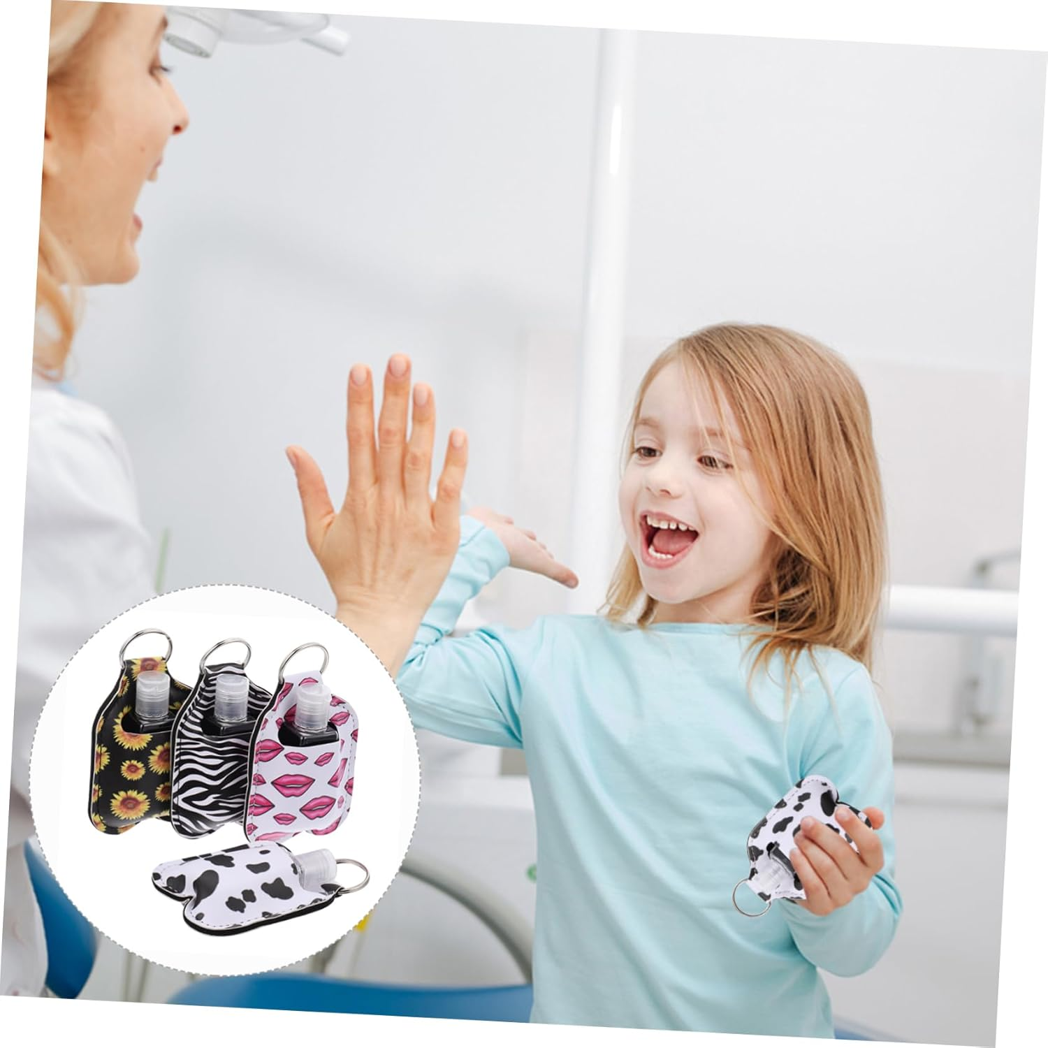 4Pcs Perfume Bottle Set Hand Sanitiser Bottle with Clip Mini Cosmetic Carrier Travel Bottle Covers Portable Hand Lotions Gel Locket Keychain Travel Bottles Liquid Suitcase Leather image number 1