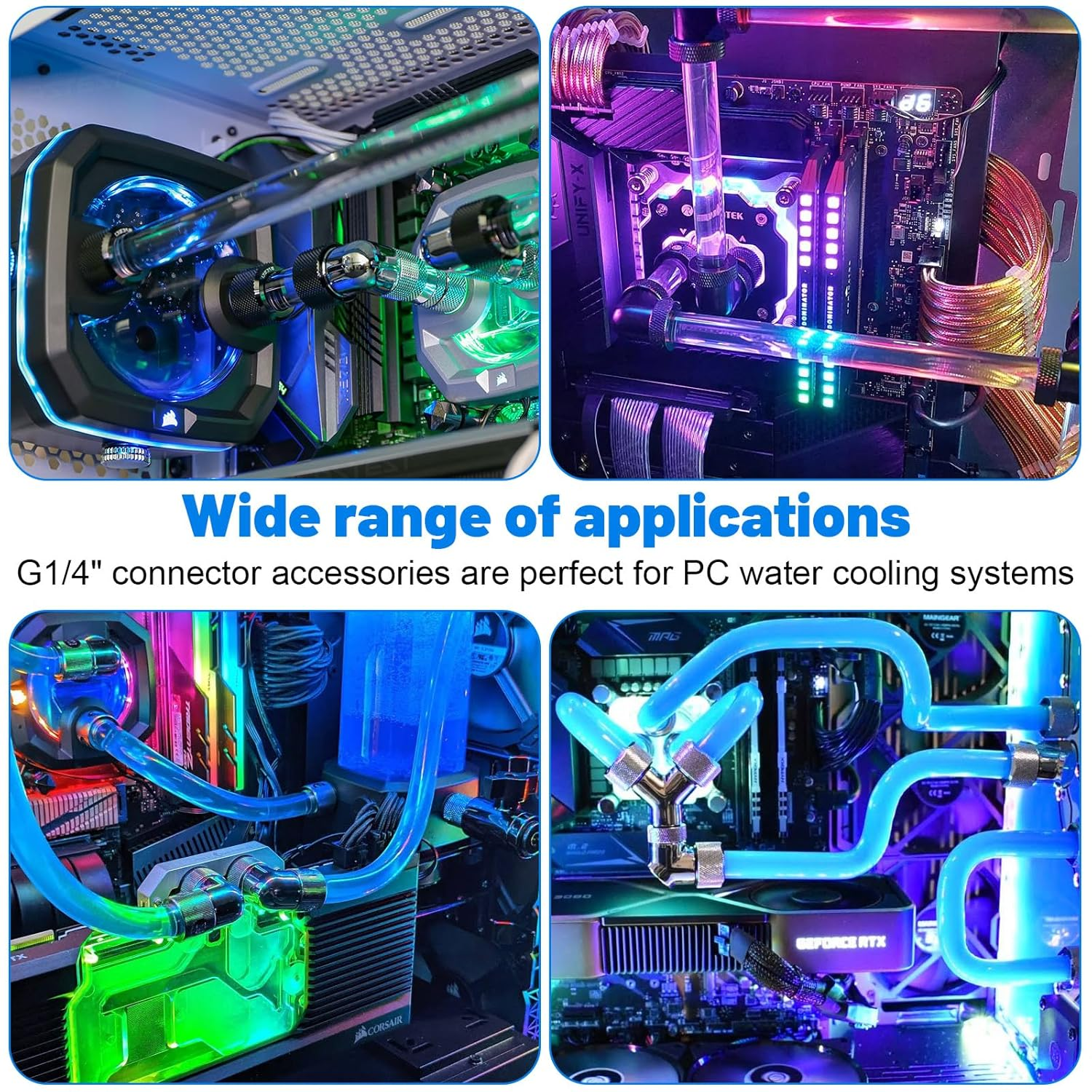 4 Pack G1/4" 5Mm Male to Male Connector, Elbow Water Cooling Fittings, G1/4 Males to Males Extender Fitting, G 1/4 Water Cooling with Sealed O-Ring for Computer Accessories image number 2