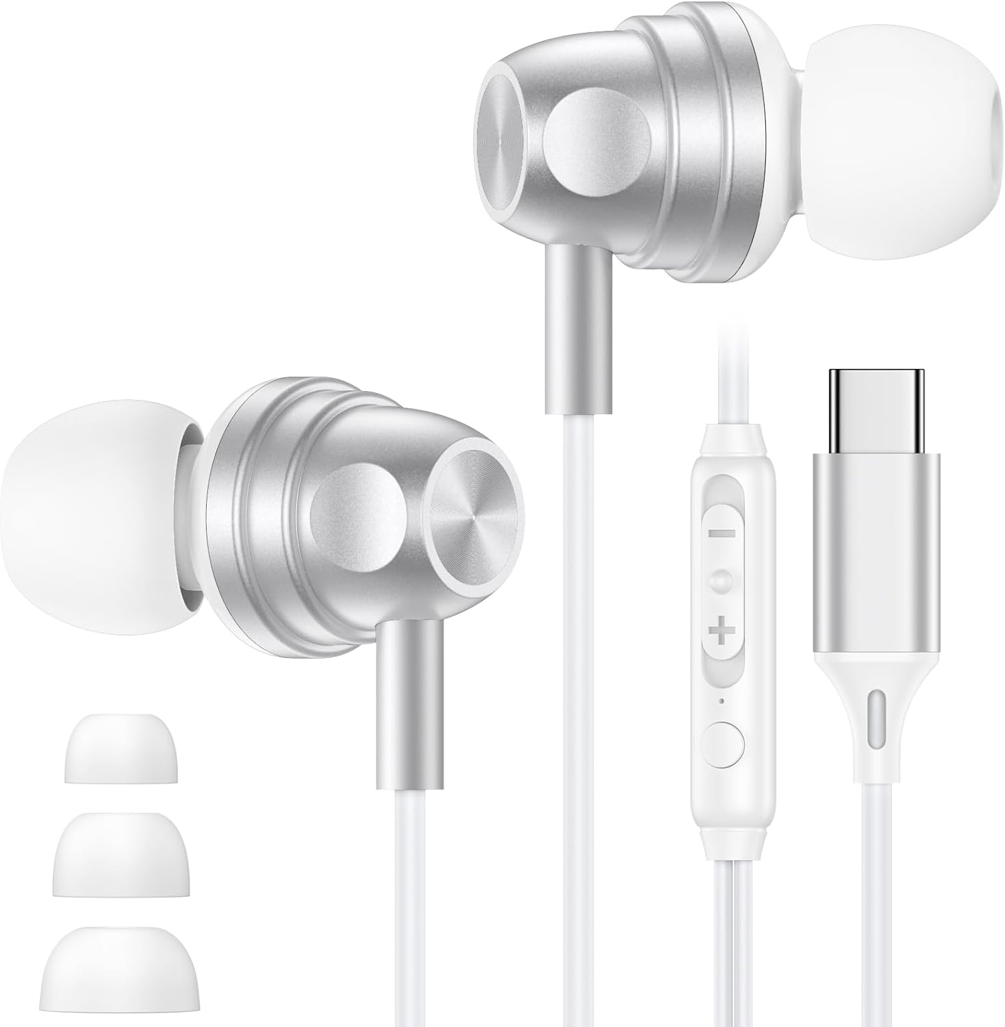 USB C Headphones Wired for Iphone 17 Air 16 15 Pro Max Plus, Wired Earbuds In-Ear Type C Earphone with Microphone for Samsmung Galaxy S25 Ultra S24 S23 FE S22 S21 A16 A17 A35 A36 A53 A54 A55 A56 5G