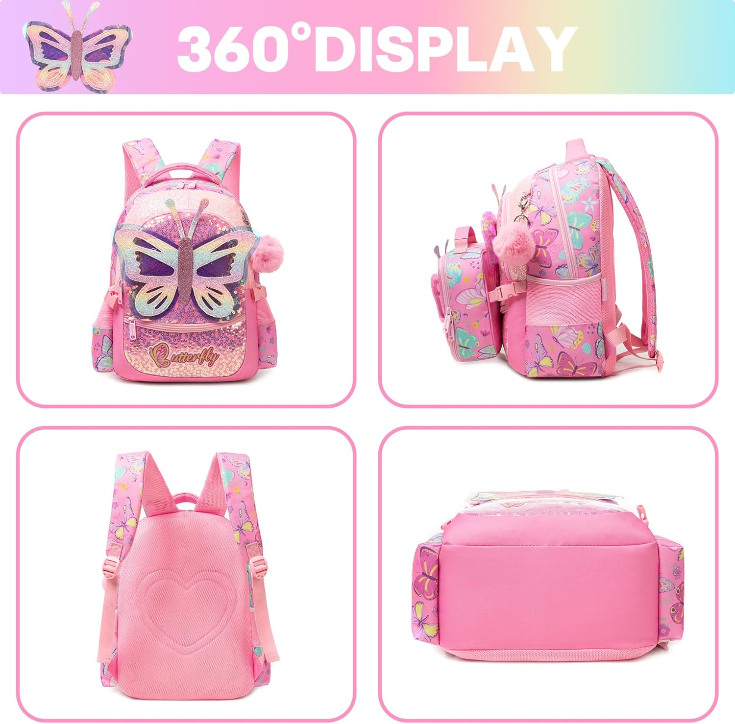 Meetbelify Backpacks for Girls School Backpacks with Lunch Box Pencil Case for Elementary Students Ages 8-10 image number 3