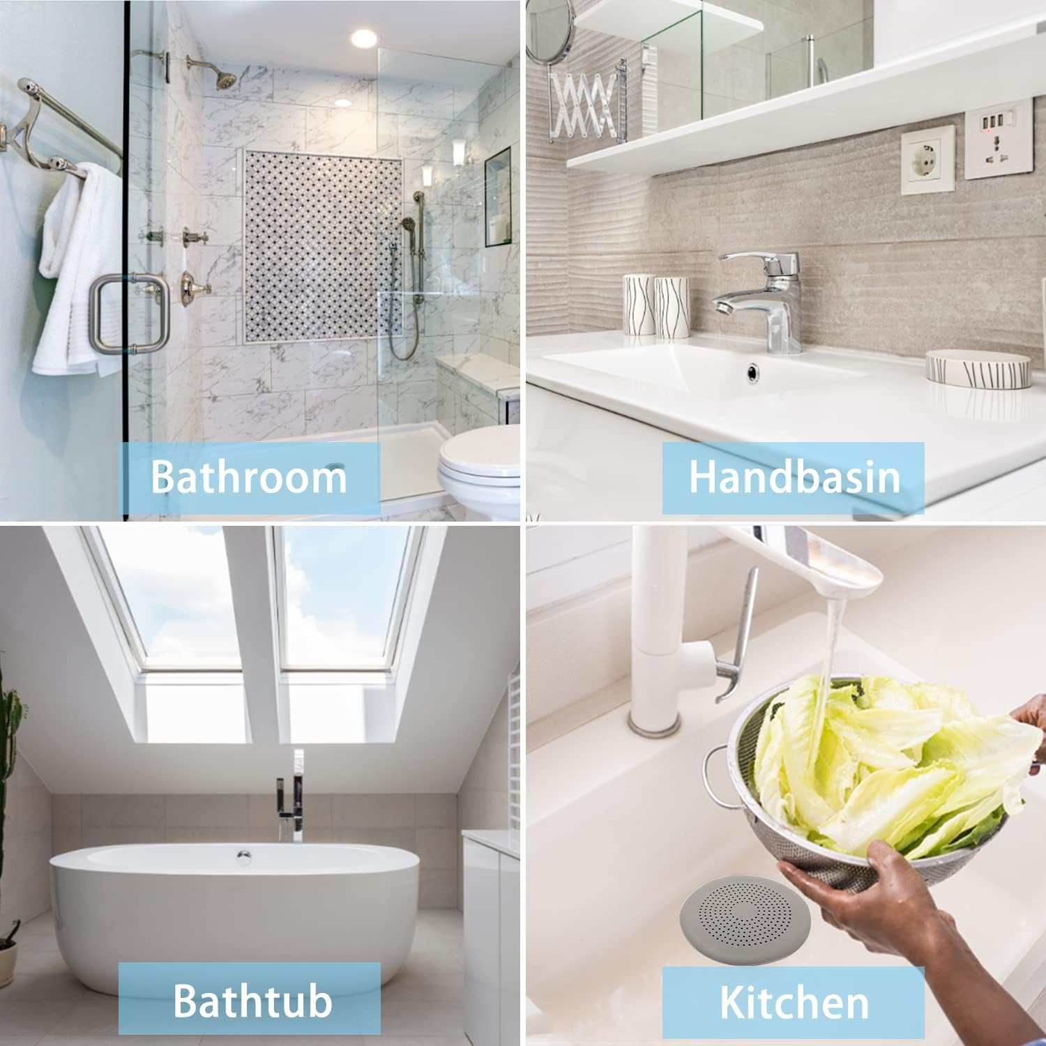 2-Pack Drain Hair Catcher Durable Silicone Hair Stopper Shower Drain Covers Shower Accessories Easy to Install and Clean Suit for Bathroom Bathtub and Kitchen - Black image number 7