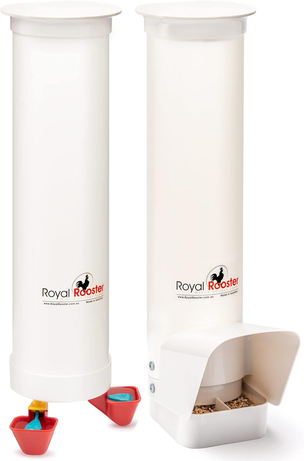 Royal Rooster Duck Feeder and Twin Waterer Set - Includes 4 Litre Waterer with 2 Cups & 3Kg Feeder for Ducks - Farm Backyard Coop Accessories with Hanging Duck Poultry Feeder and Duck Waterer Kit image number 4