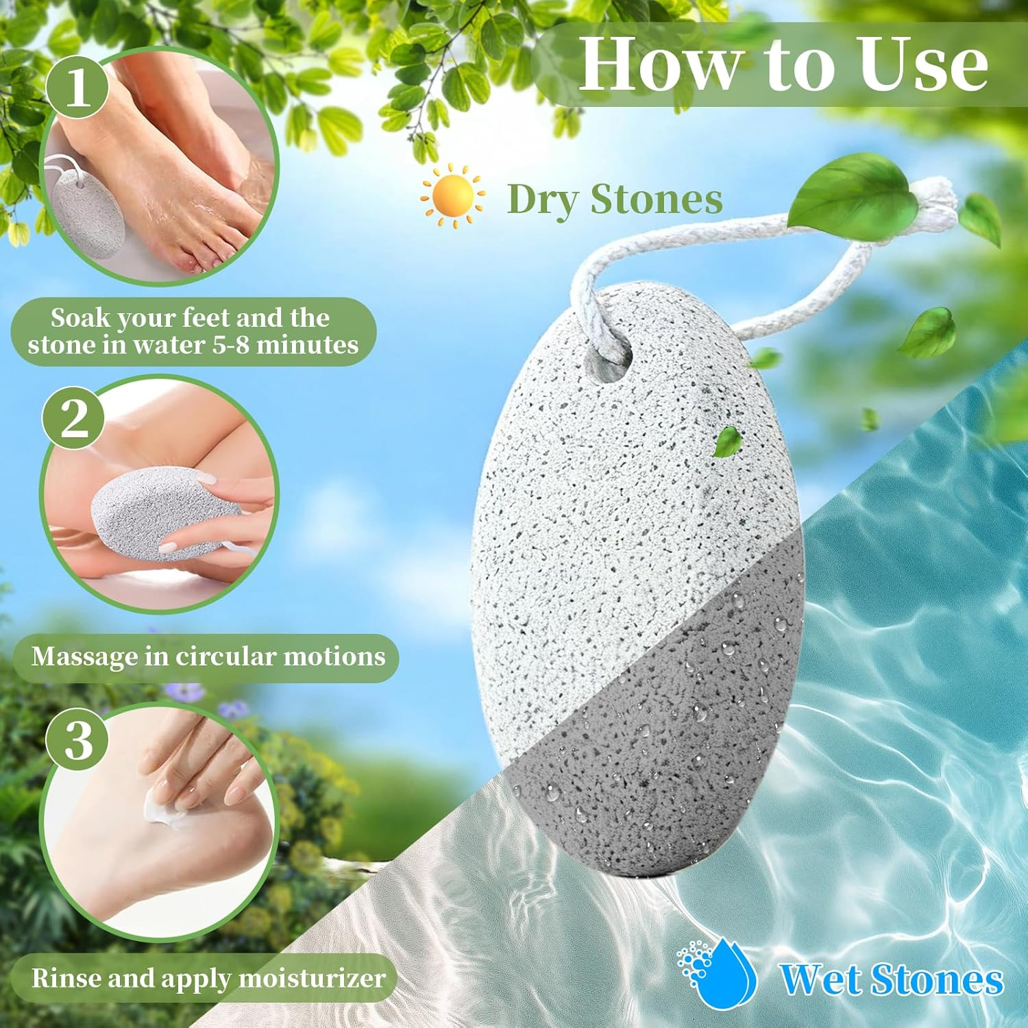 Natural Lava Pumice Stone for Feet - Premium Pedicure Tool for Hard Skin, Callus, & Dead Skin Removal - Exfoliating Foot & Hand Scrubber for Smooth Soft Skin - Callus Remover for Men & Women (4PCS) image number 6