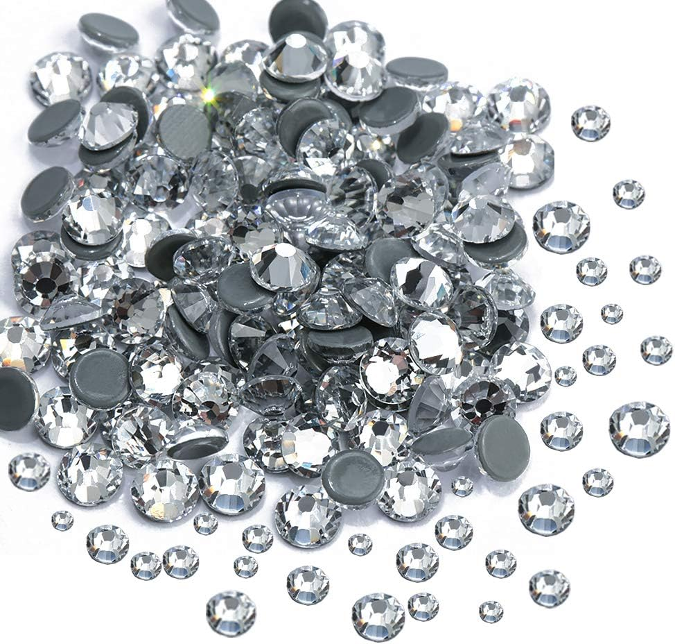 2400 Pieces Mixed Size Crystal Clear Hotfix Rhinestones, Hot Fix Crystals for Crafts Clothing, Flatback Glass Gems for Dance Costumes SS6 SS10 SS16 SS20 SS30 image number 4