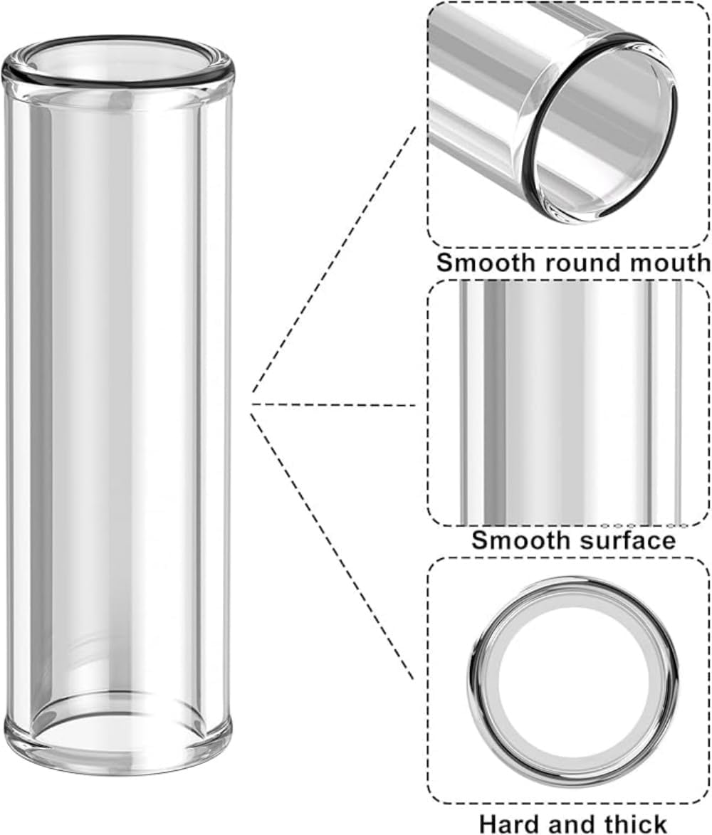 Glass Guitar Slide Set, 8 Pieces, 4 Sizes, for Electric and Acoustic Guitar