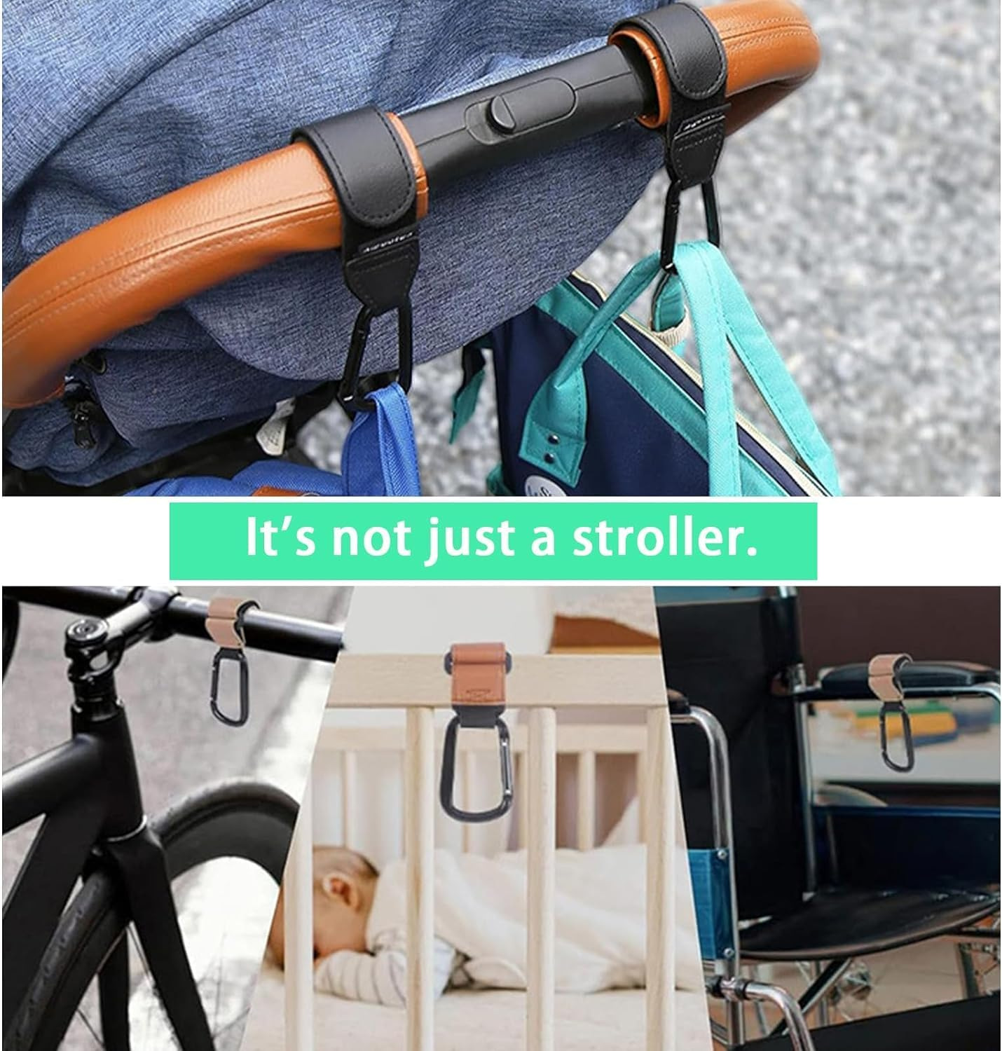 Baby Stroller Hooks Clips, 4Pcs Stroller Hooks Pram Hooks Buggy Clips, Stroller Clips Mommy Bag Hooks Clips,Baby Stroller Hooks for Hanging Bags, Portable Stroller Hooks Stroller Clips for Hanging image number 5