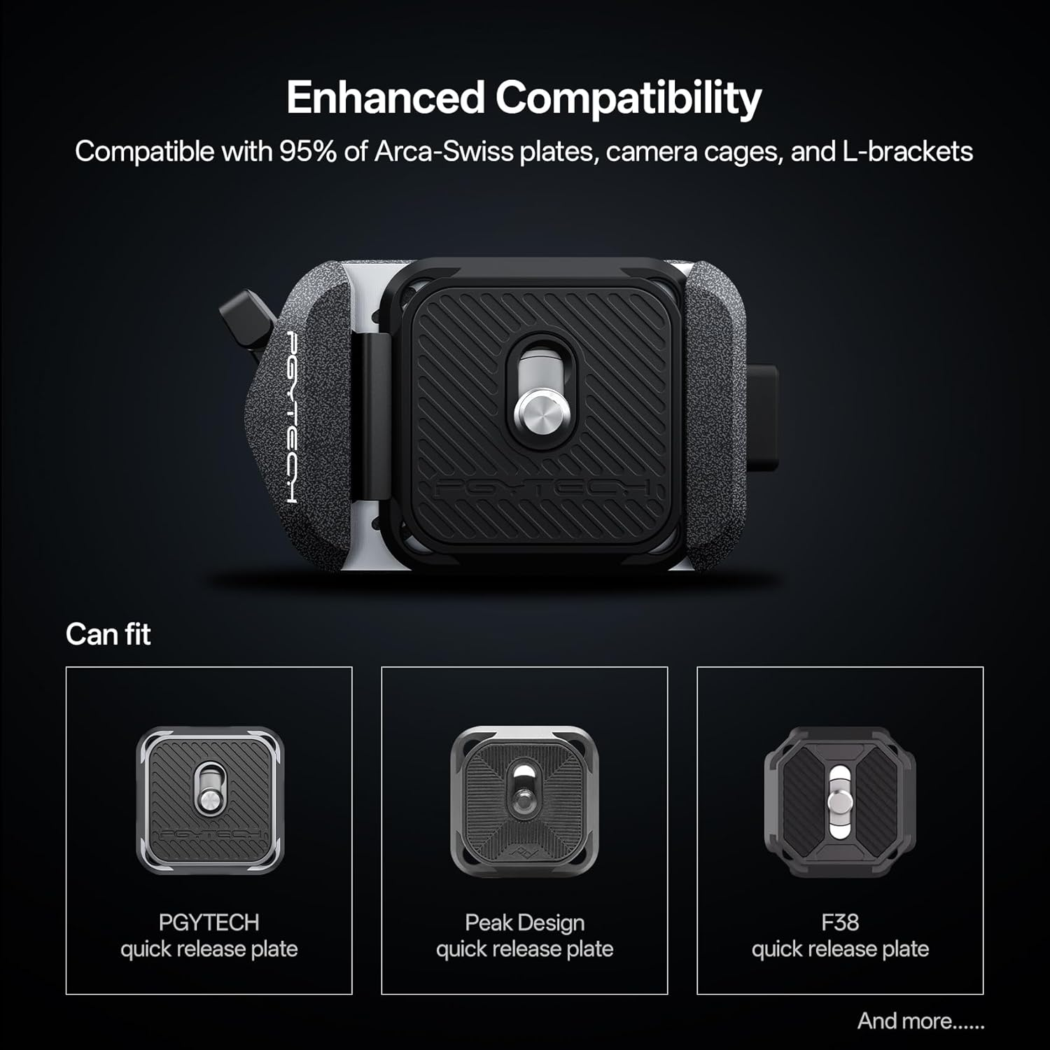 PGYTECH Quick Release Clamp V2, Compatible for Arca Swiss Plate Camera Mount Adapter with 1/4" to 3/8" Screw Thread for Tripods/Gimbals/Sliders/Stabilizers(Only Clamp)