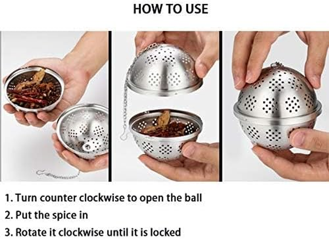 Spice Ball Extra Large for Cooking, Seasoning Ball, Spice Infuser, Tea Ball Filter, with Extended Chain Hook for Enhancing Soups, Stews, Cider, Wine, and Especially Brewing Large Quantities of Tea image number 5