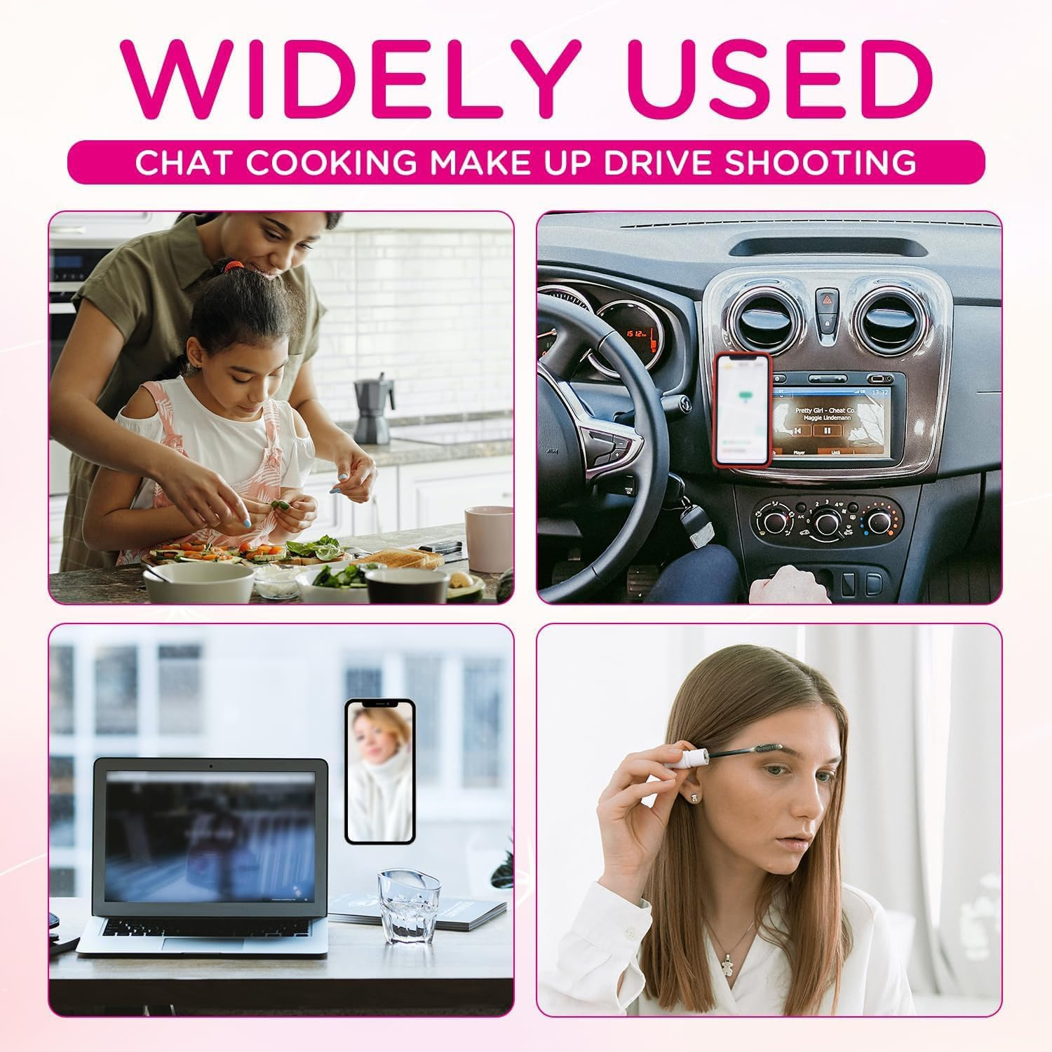 Taicols Suction Cup Mat, 6 Pcs Phone Suction Mat, Phone Case Mount, Silicone Suction Phone Case Adhesive Mount, Silicone Non Mini Hands-Free Mobile Accessory Holder Toy for Selfies and Videos (Black) image number 1