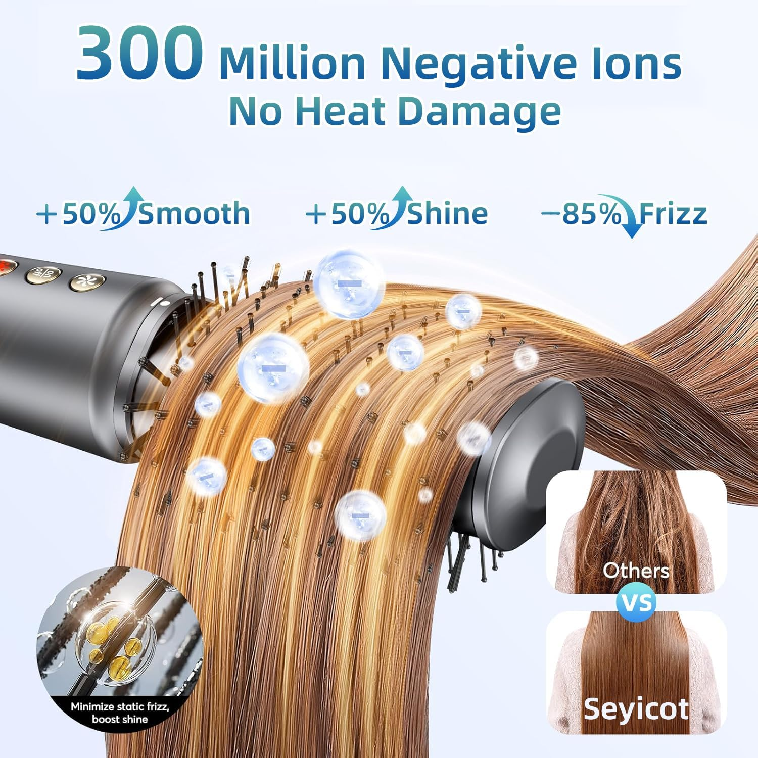 5 in 1 Hair Dryer Brush Set, High Speed Professional Frizz-Free Hair Styler Kit, 300 Million Ions No Heat Damage Air Wrap Blow Dryer - Curl Volumize, Straighten, Multi Styler for All Types image number 5