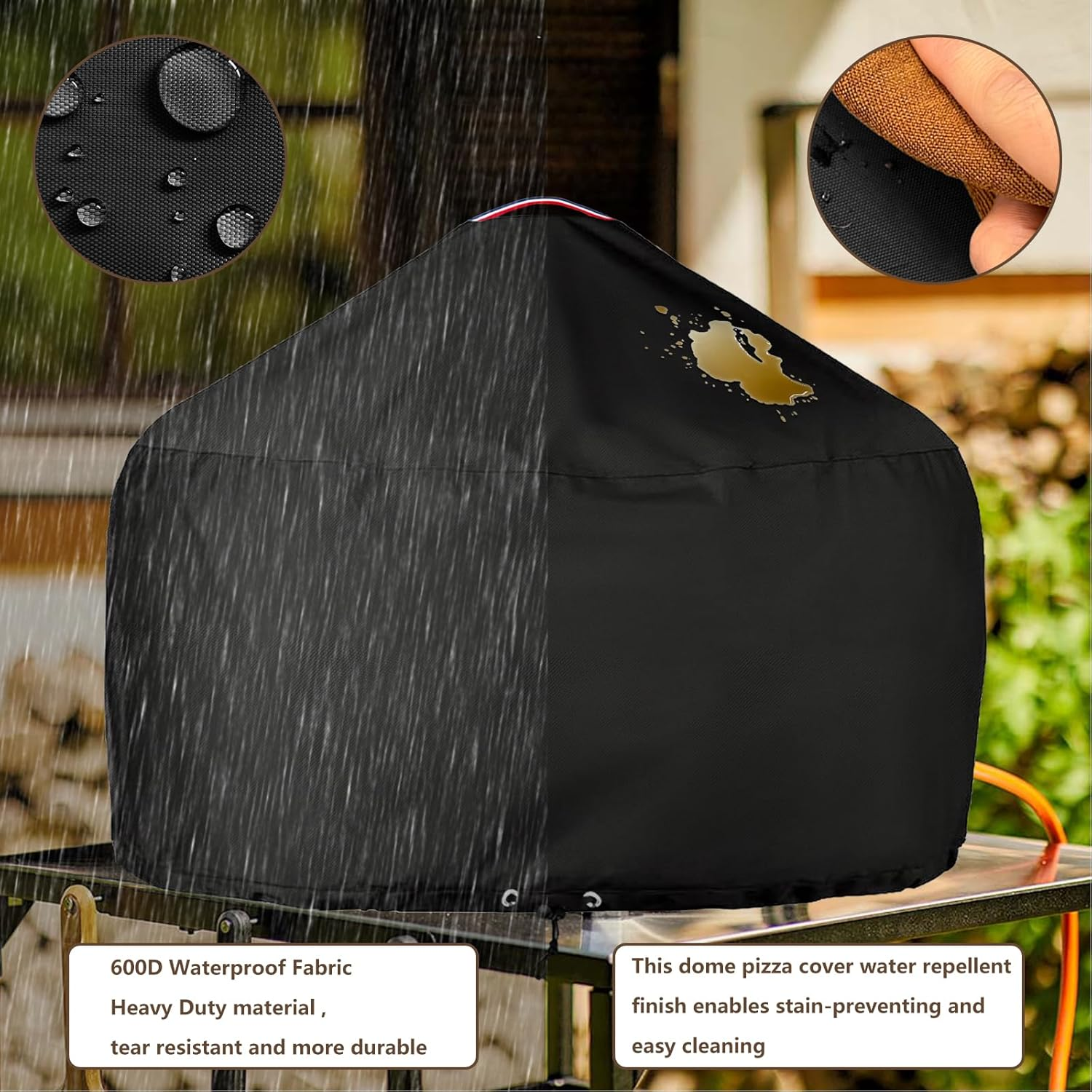 Pizza Oven Cover for Gozney Dome,Heavy Duty 600D Waterproof Cover for Dome Pizza Oven,Black image number 2