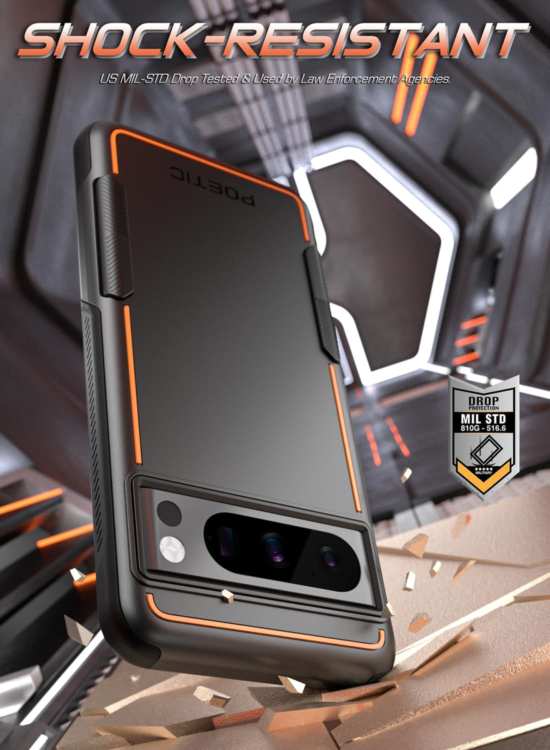 Poetic Neon Series Case Compatible with Google Pixel 8 Pro 5G 6.7 Inch, Dual Layer Heavy Duty Tough Rugged Light Weight Slim Shockproof Protective Cover Case, Black - Black image number 4