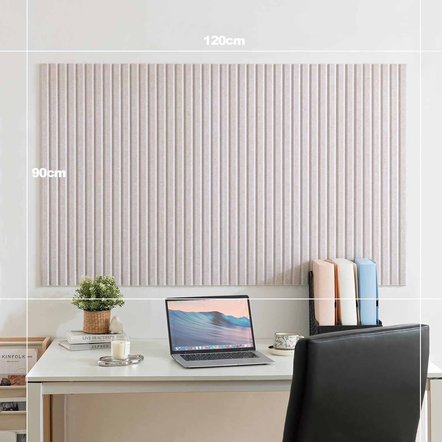 Large Cork Boards for Walls Alternative - 12-Pack Felt Wall Tiles Slat Wall Paneling, Pinboard 120 X 90 Felt Bulletin Board Tiles for Office Decor, Push Pin Board Office Organizer (Ivory White)