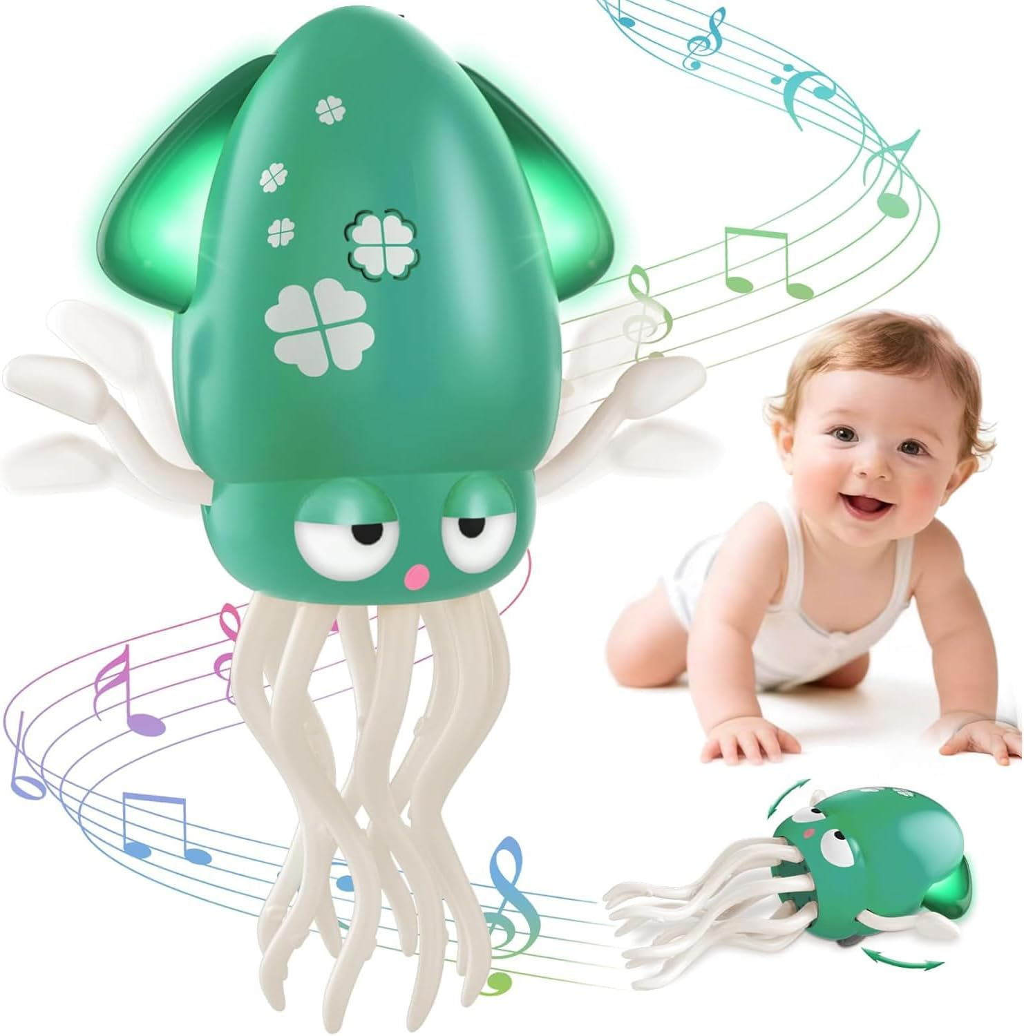 Electric Dancing Octopus Light Music Suitable for 12-18 Months Old Baby Toys, Kid Crawling Squid Toys Suitable for Toddler Tummy Time, Gifts for 1 2 3 4 5 6 Year Old Boy Girl