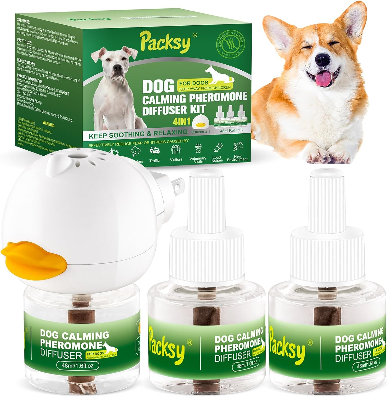 Dog Calming Pheromone Diffuser with 2 Refill Packs,Natural Anxiety Relief for Dogs, Reduces Stress and Barking Effectively,Fit All Breeds,2 Refills image number 5